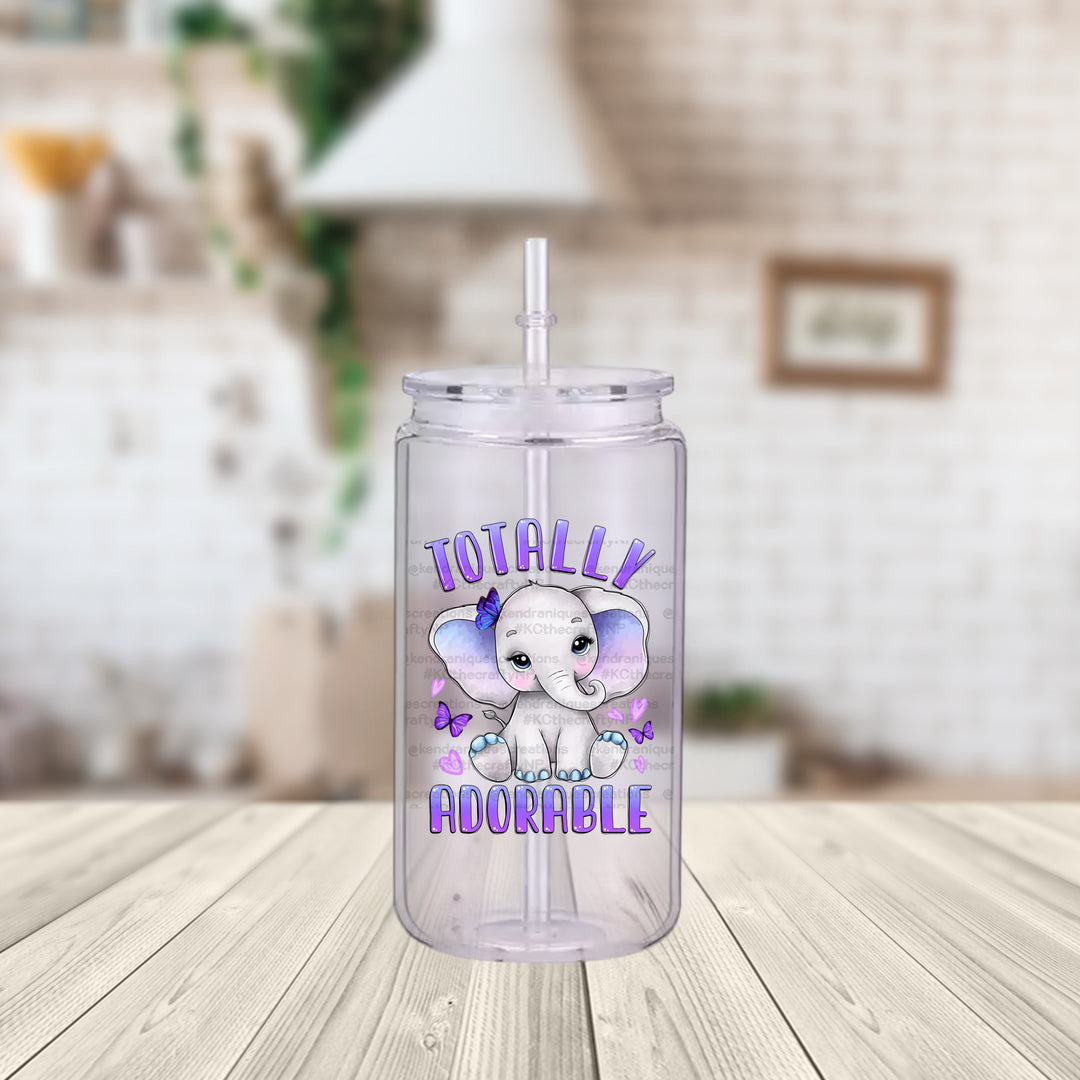 16 oz BPA free plastic can with acrylid lid and straw-Totally Adorable