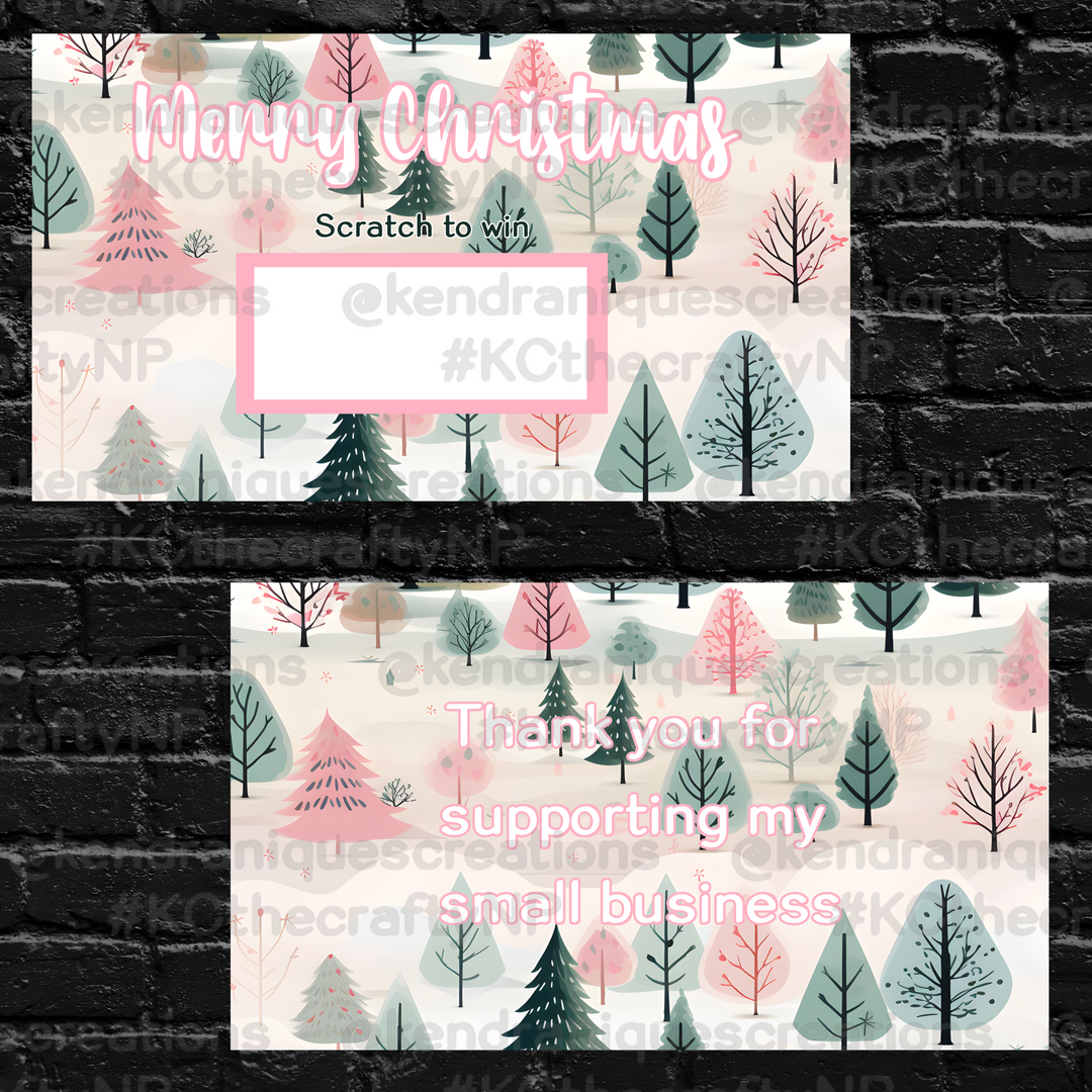 Scratch off-Merry Christmas (Pastel green and pink trees)