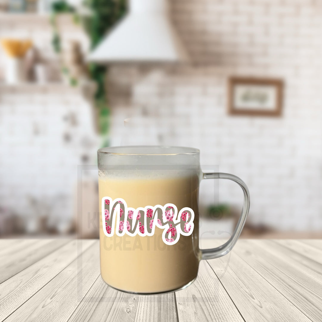 15 oz clear glass mug-Nurse Sweet Pea