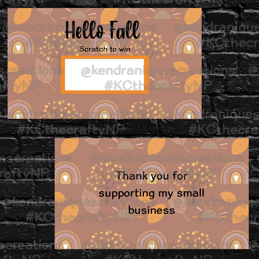 Scratch off-Hello fall (orange and dark brown rainbows)