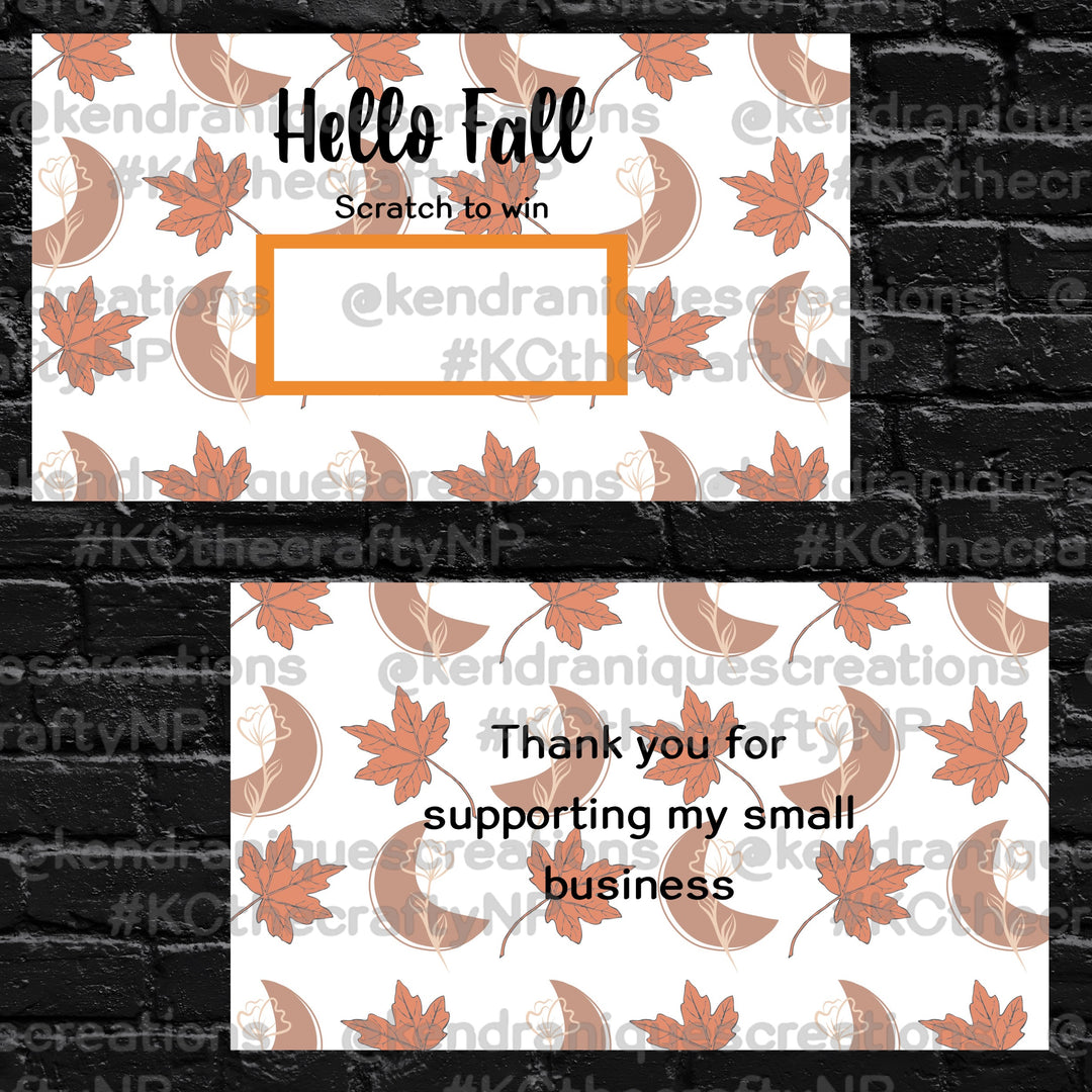 Scratch off-Hello fall (burnt orange and brown leaves)