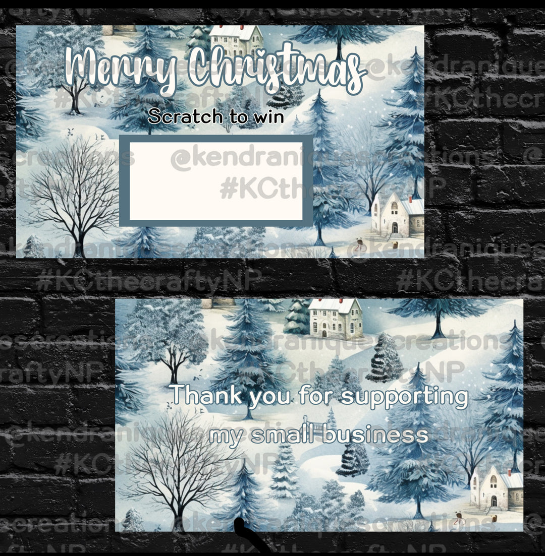Scratch off-Merry Christmas (Blue Christmas trees and church)