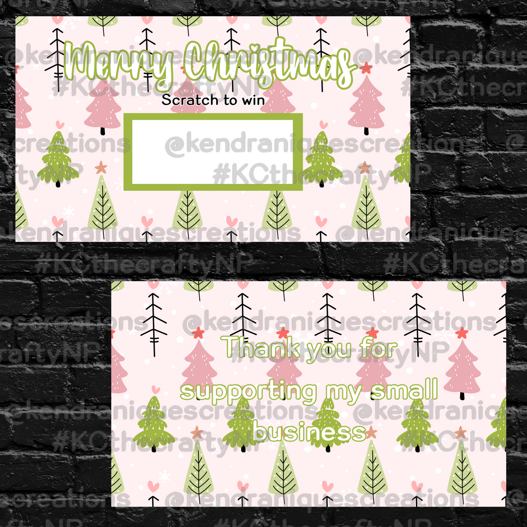 Scratch off-Merry Christmas (Pink with dark pink trees)