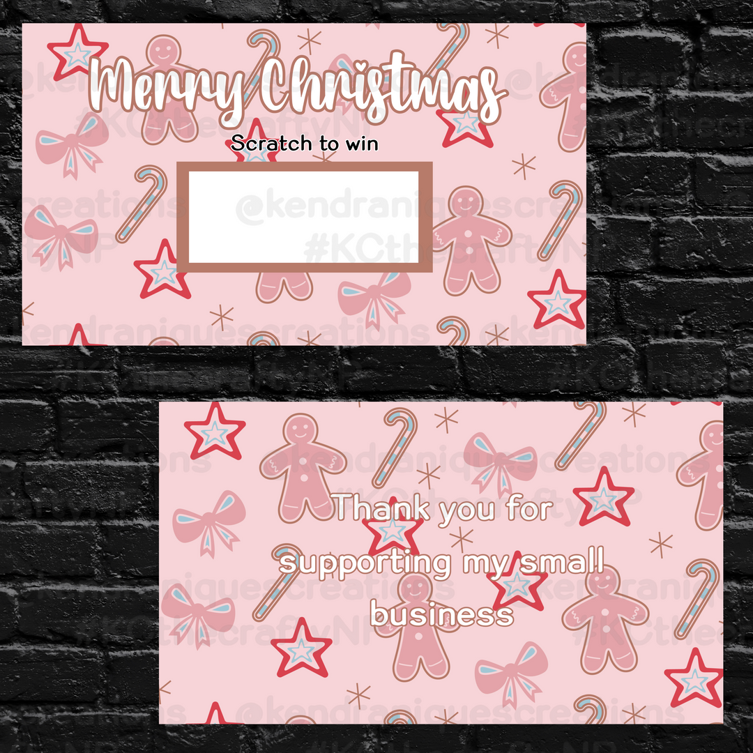 Scratch off-Merry Christmas (Pink gingerbread and candy canes)