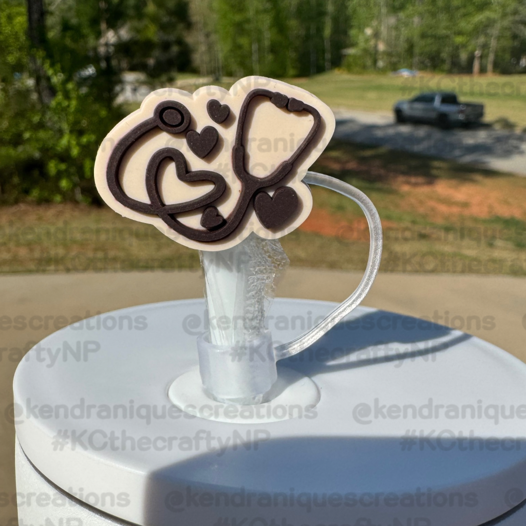 Straw toppers-Brown Stethoscope