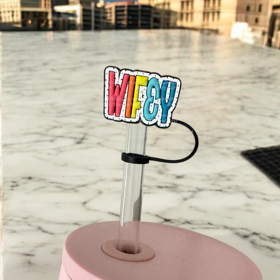 Straw toppers-Speckled Wifey