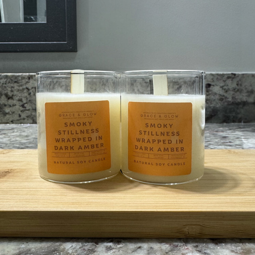 Soy Wax Candle | Fall Collection | Smoky Stillness Wrapped in Dark Amber | Grace &amp; Glow