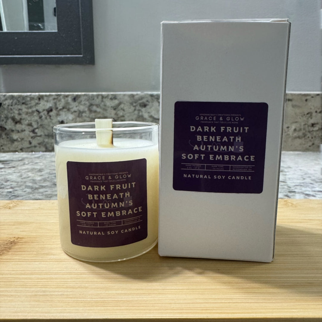 Soy Wax Candle | Fall Collection | Dark Fruit Beneath Autumn’s Soft Embrace | Grace &amp; Glow