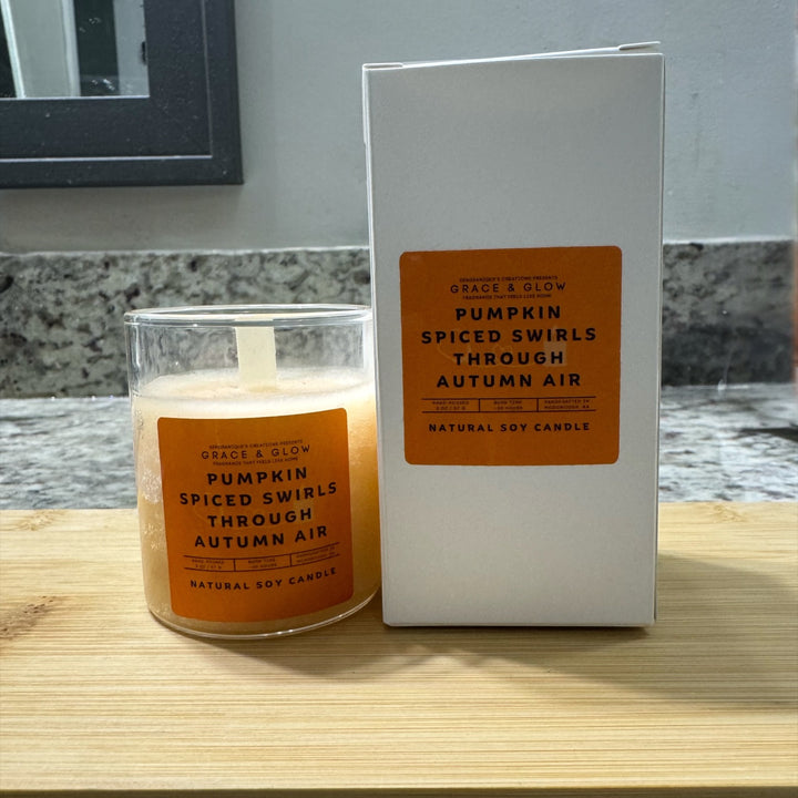 Soy Wax Candle | Fall Collection | Pumpkin Spiced Swirls Through Autumn Air | Grace &amp; Glow