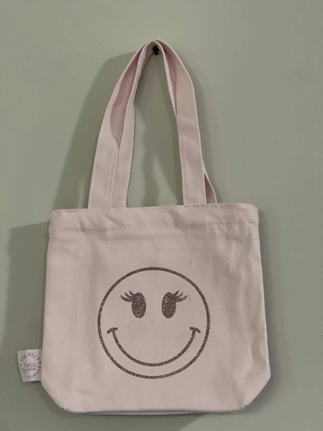8x7x2 inch happy face pink tote