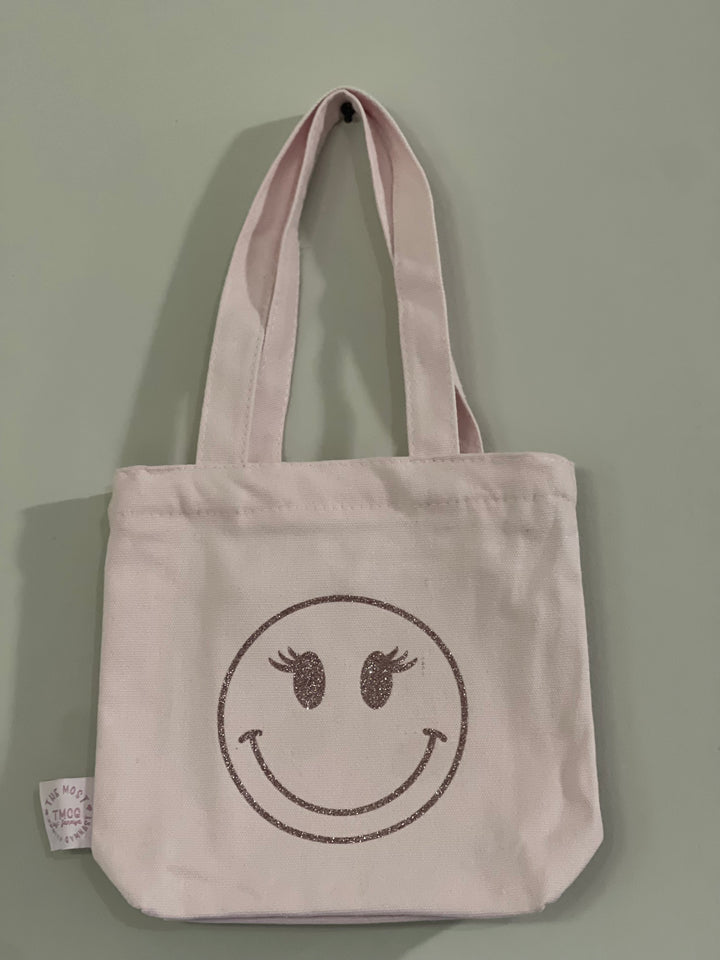 8x7x2 inch happy face pink tote