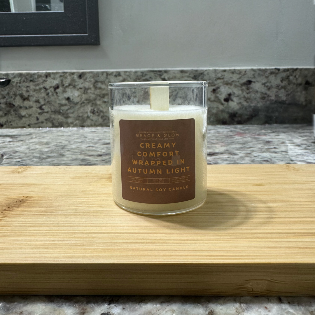 Soy Wax Candle | Fall Collection | Creamy Comfort Wrapped in Autumn Light | Grace &amp; Glow