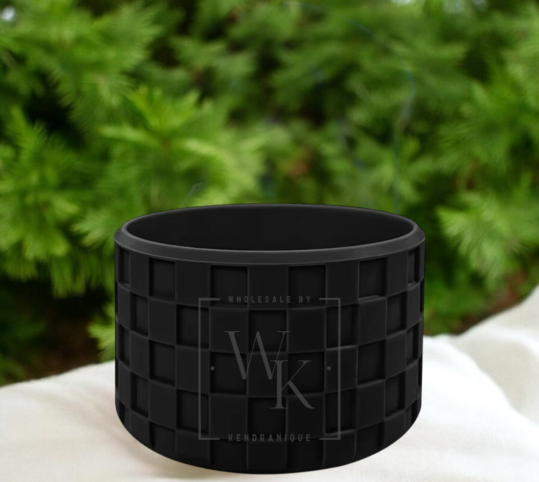 Silicone (Checkered Black) tumbler boot for popular 40 oz tumblers and glass cans