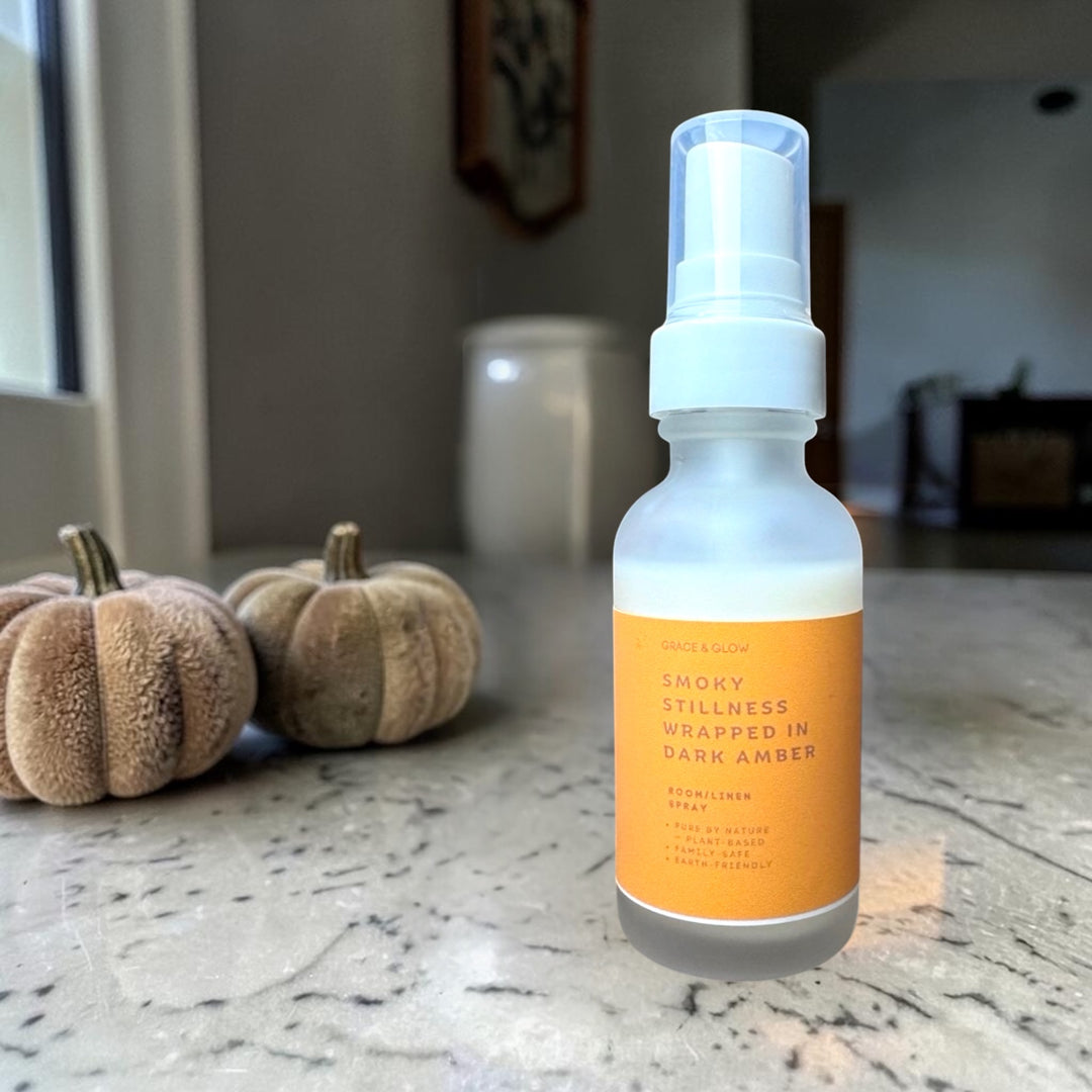 Fall Collection | Smoky Stillness Wrapped in Dark Amber | Grace &amp; Glow Room &amp; Linen Spray