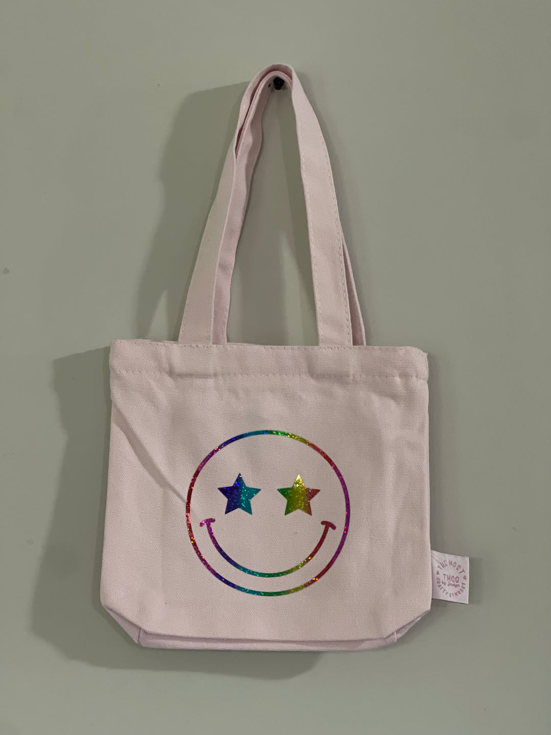 8x7x2 inch happy face pink tote