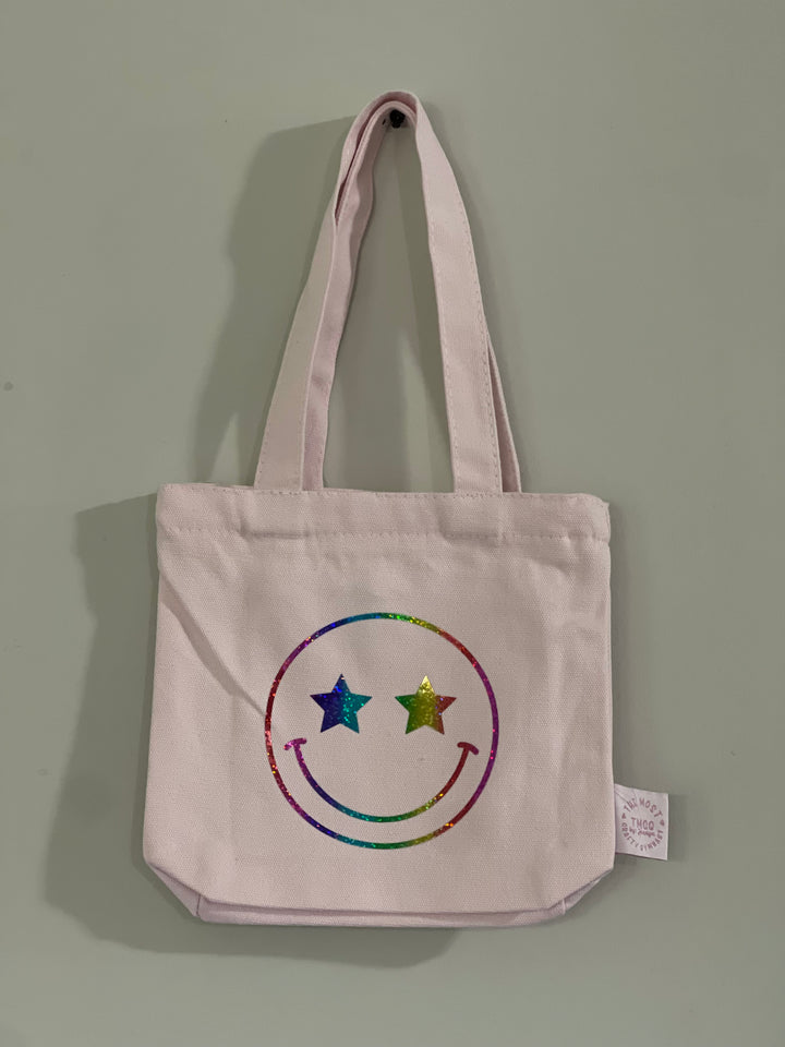 8x7x2 inch happy face pink tote