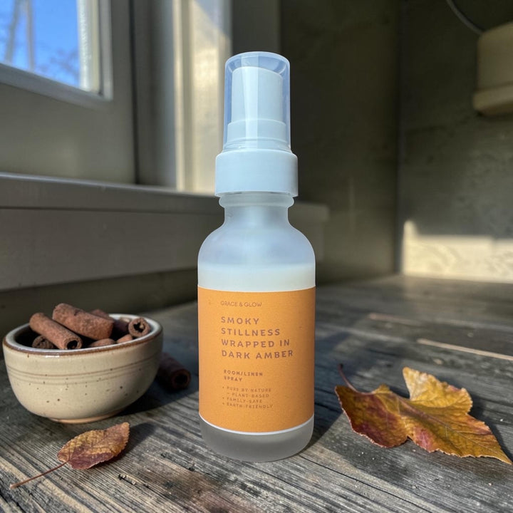 Fall Collection | Smoky Stillness Wrapped in Dark Amber | Grace &amp; Glow Room &amp; Linen Spray