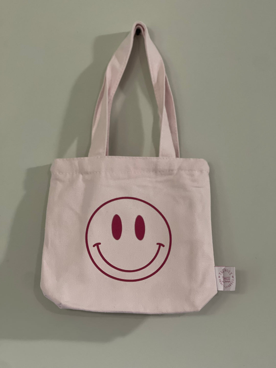 8x7x2 inch happy face pink tote
