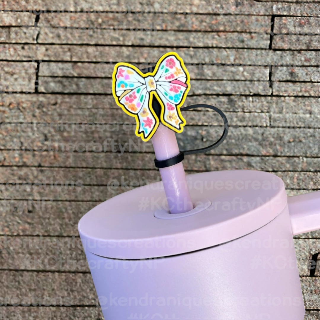 Straw toppers-Floral Bow
