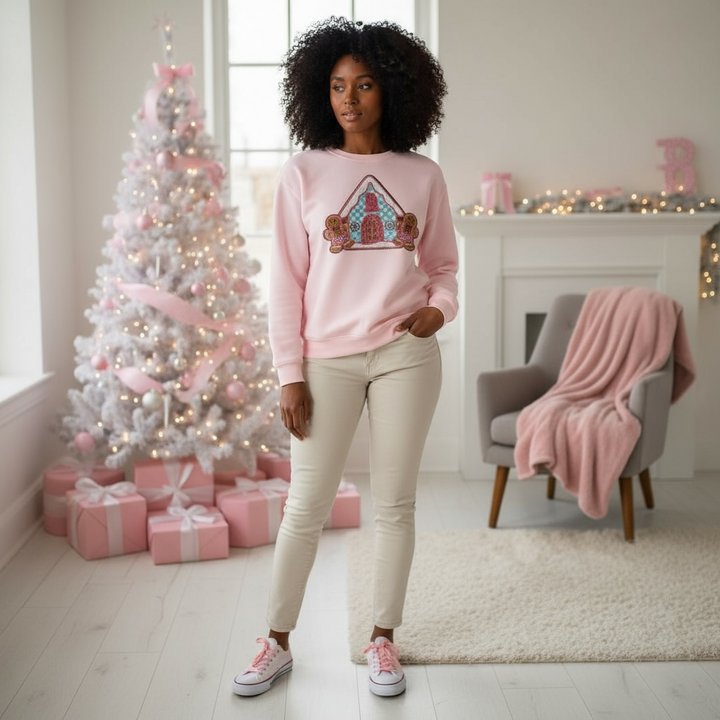 Sweatshirt-Gingerbread men and house