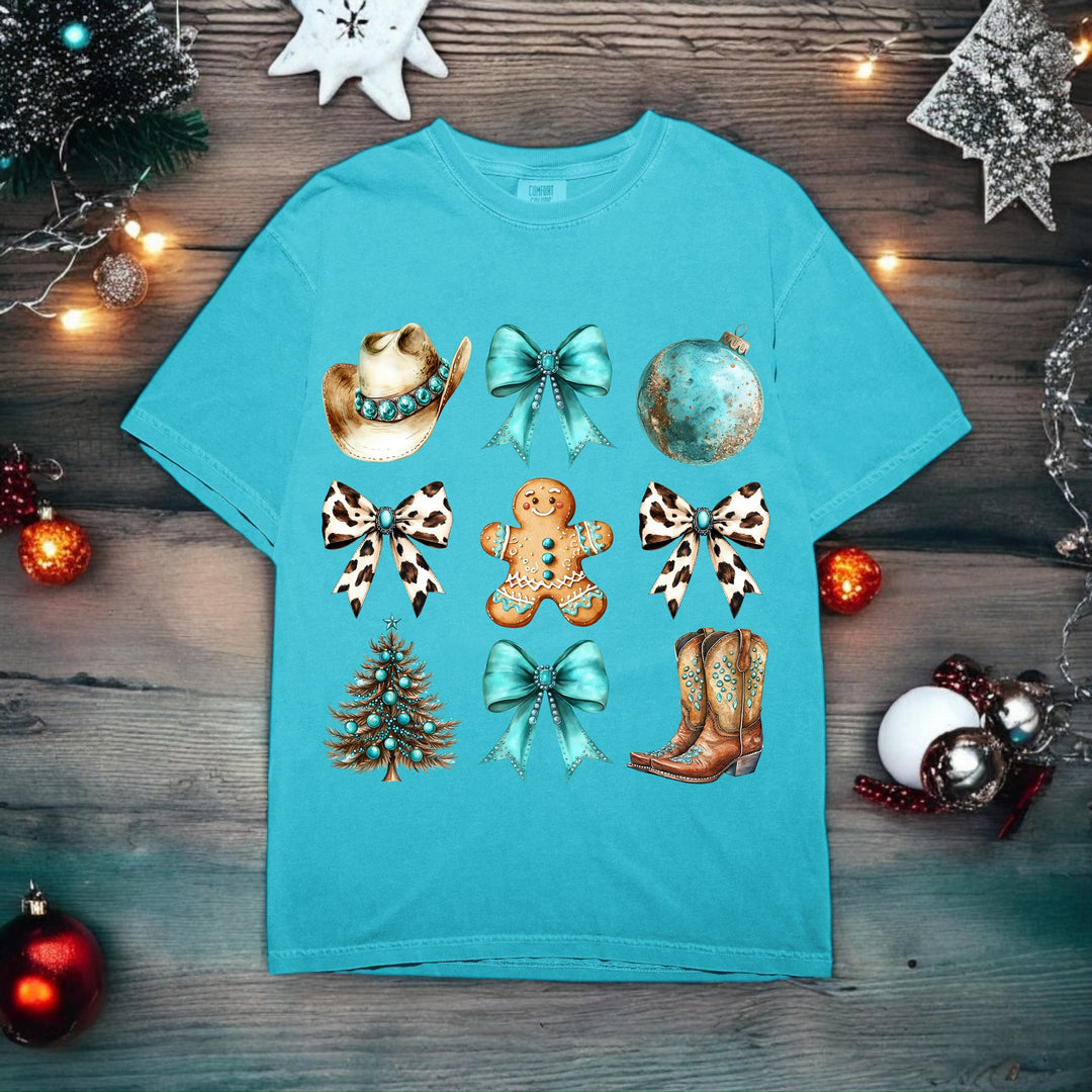 Western Christmas Gingerbread short sleeve t-shirt (Teal)