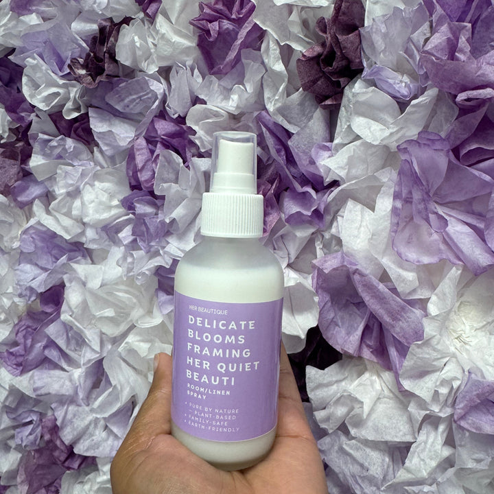 Delicate Blooms Framing Her Quiet Beauti | Her Beautique Signature Room Spray | 4 oz