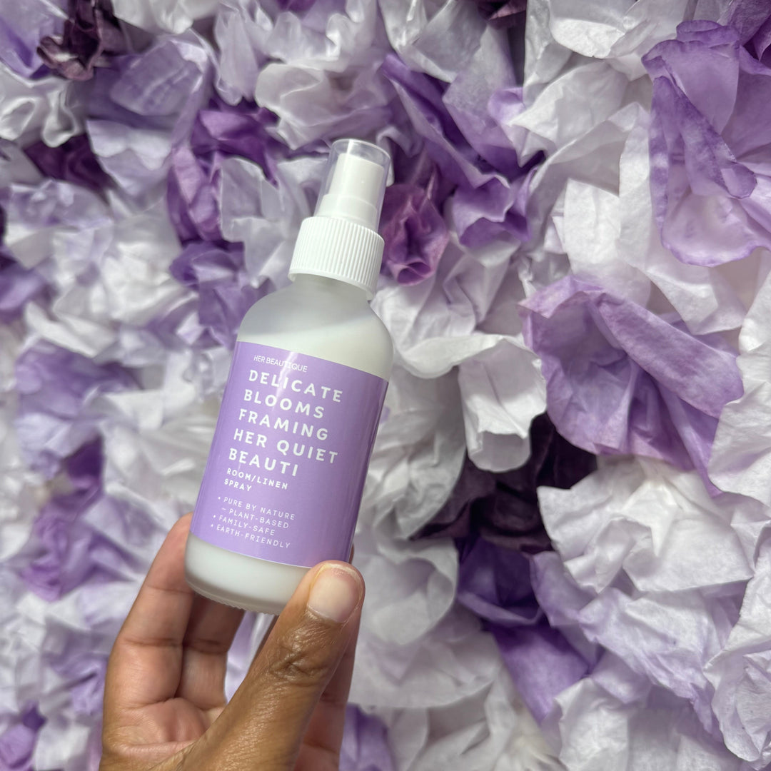 Delicate Blooms Framing Her Quiet Beauti | Her Beautique Signature Room Spray | 4 oz
