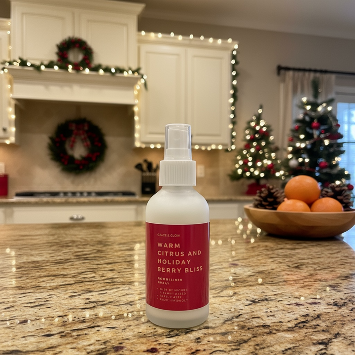 Grace & Glow Holiday Room & Linen Spray - Warm Citrus and Holiday Berry Bliss