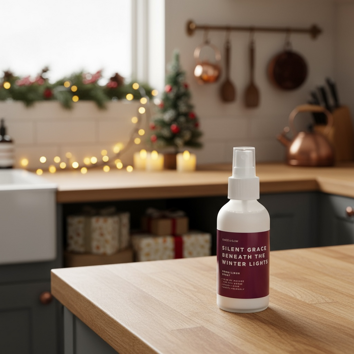 Grace & Glow Holiday Room & Linen Spray – Silent Grace Beneath the Christmas Lights