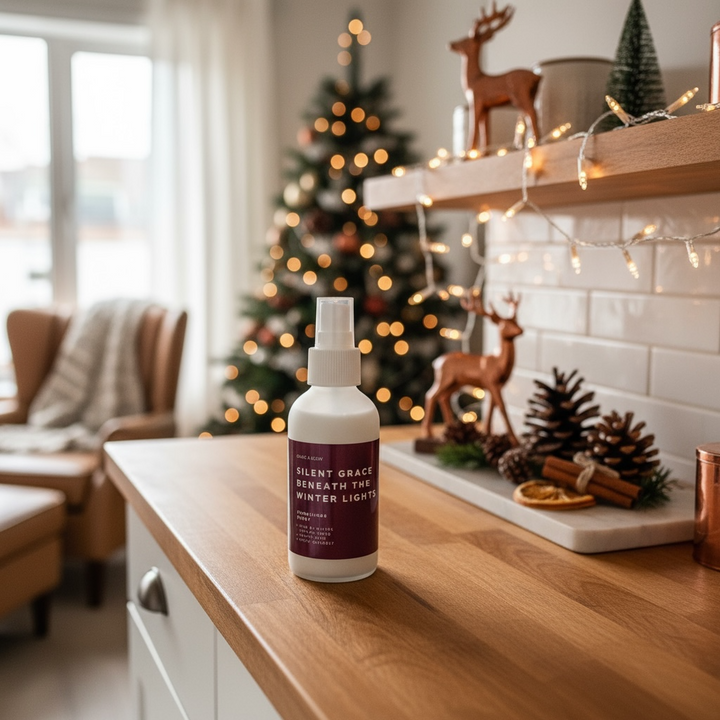Grace & Glow Holiday Room & Linen Spray – Silent Grace Beneath the Christmas Lights