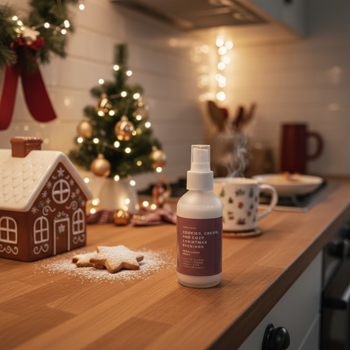 Grace & Glow Holiday Room & Linen Spray – Cookies, Cream, and Cozy Christmas Evenings