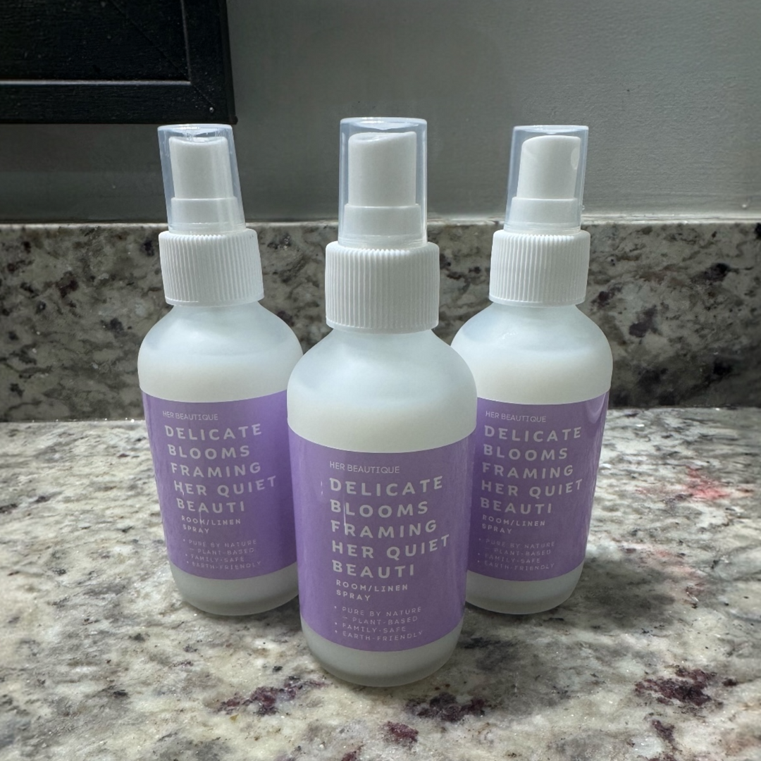 Delicate Blooms Framing Her Quiet Beauti | Her Beautique Signature Room Spray | 4 oz