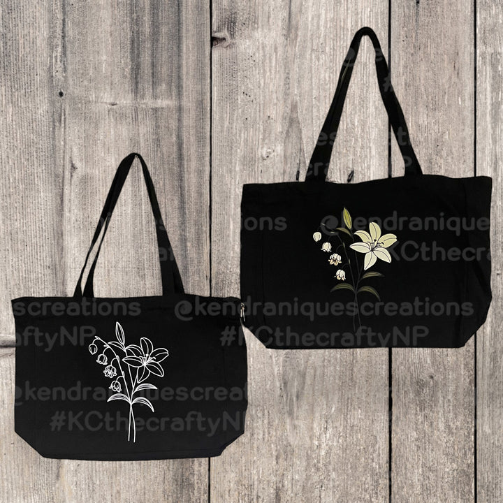 Floral Tote-13x15x4 inches with top zipper and inside zippered pouch