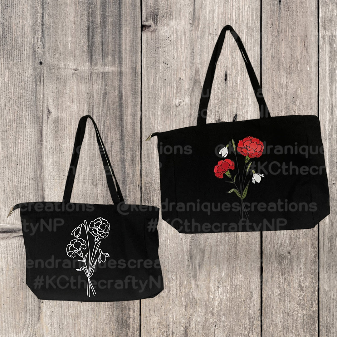 Floral Tote-13x15x4 inches with top zipper and inside zippered pouch